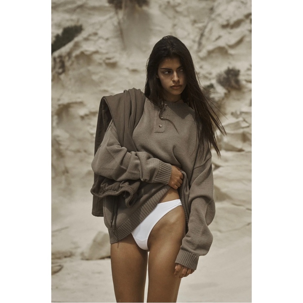 Women's Taupe Crew Neck Sweater